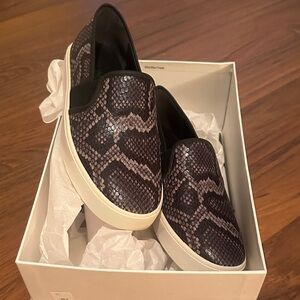 Vince Gray and Black size 7 Snake Print Slip-On Sneakers